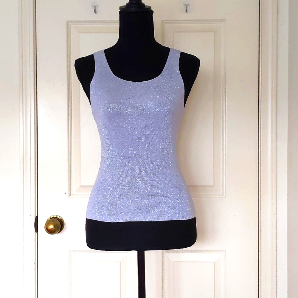 NWOT. Silver Grey Sparkling Sleeveless Stretch Knit Top.